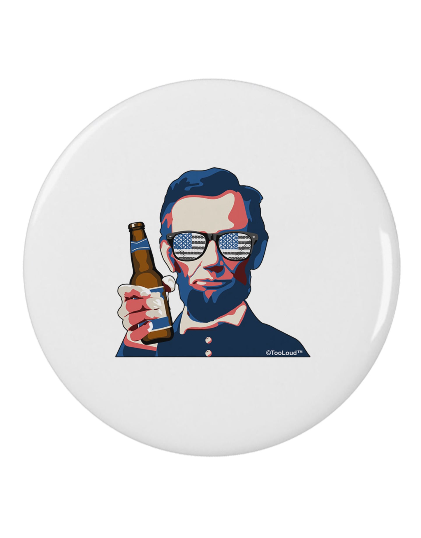 Abraham Drinkoln 2.25&#x22; Round Pin Button-Round Pin Button-TooLoud-White-2.25in-Davson Sales