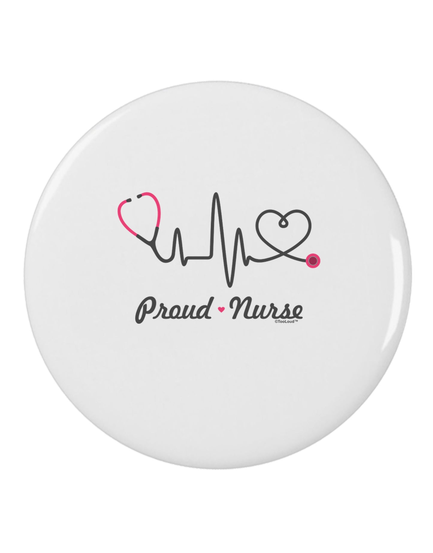 Stethoscope Heartbeat Text 2.25" Round Pin Button-Round Pin Button-TooLoud-White-2.25in-Davson Sales