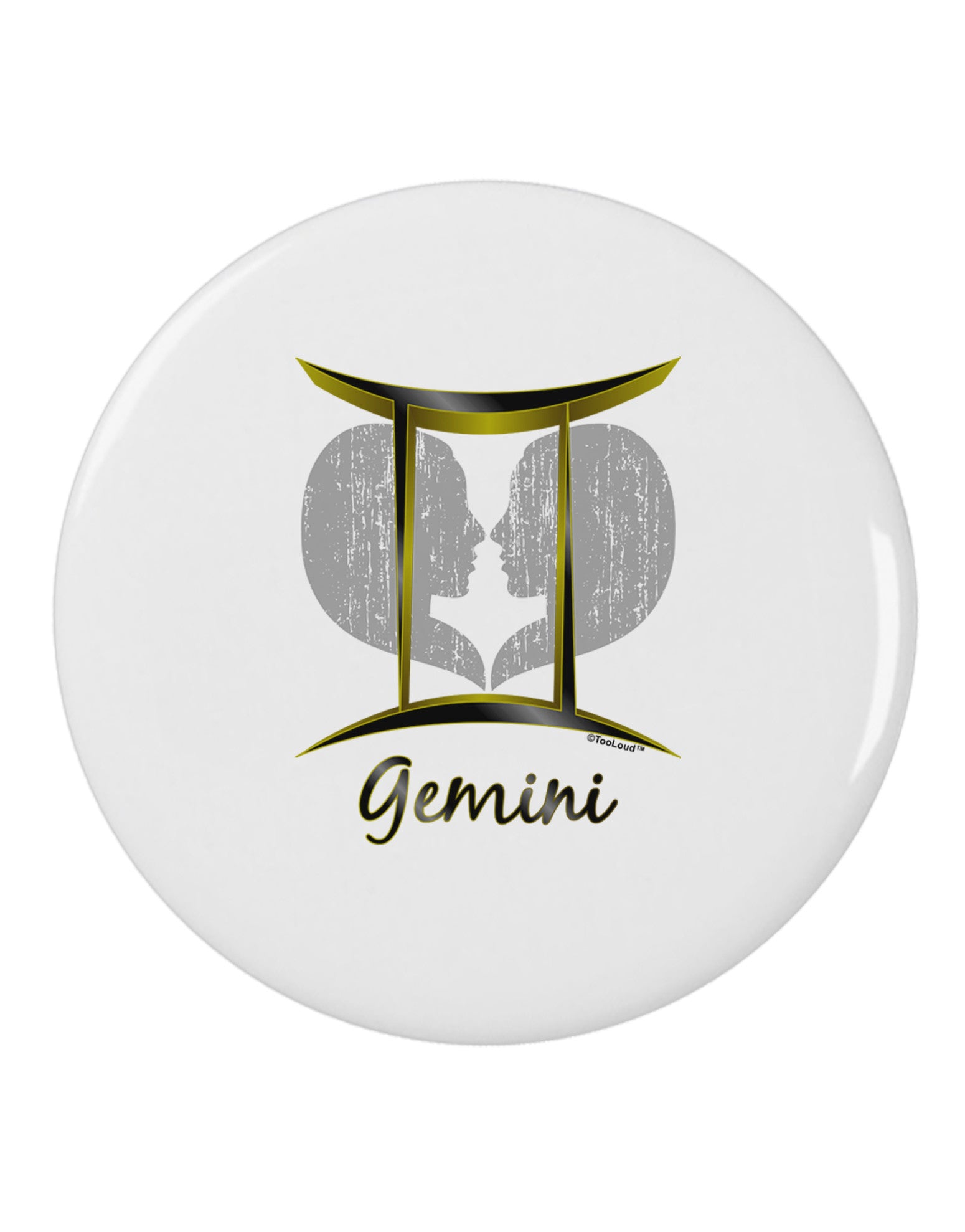 Gemini Symbol 2.25" Round Pin Button-Round Pin Button-TooLoud-White-2.25in-Davson Sales