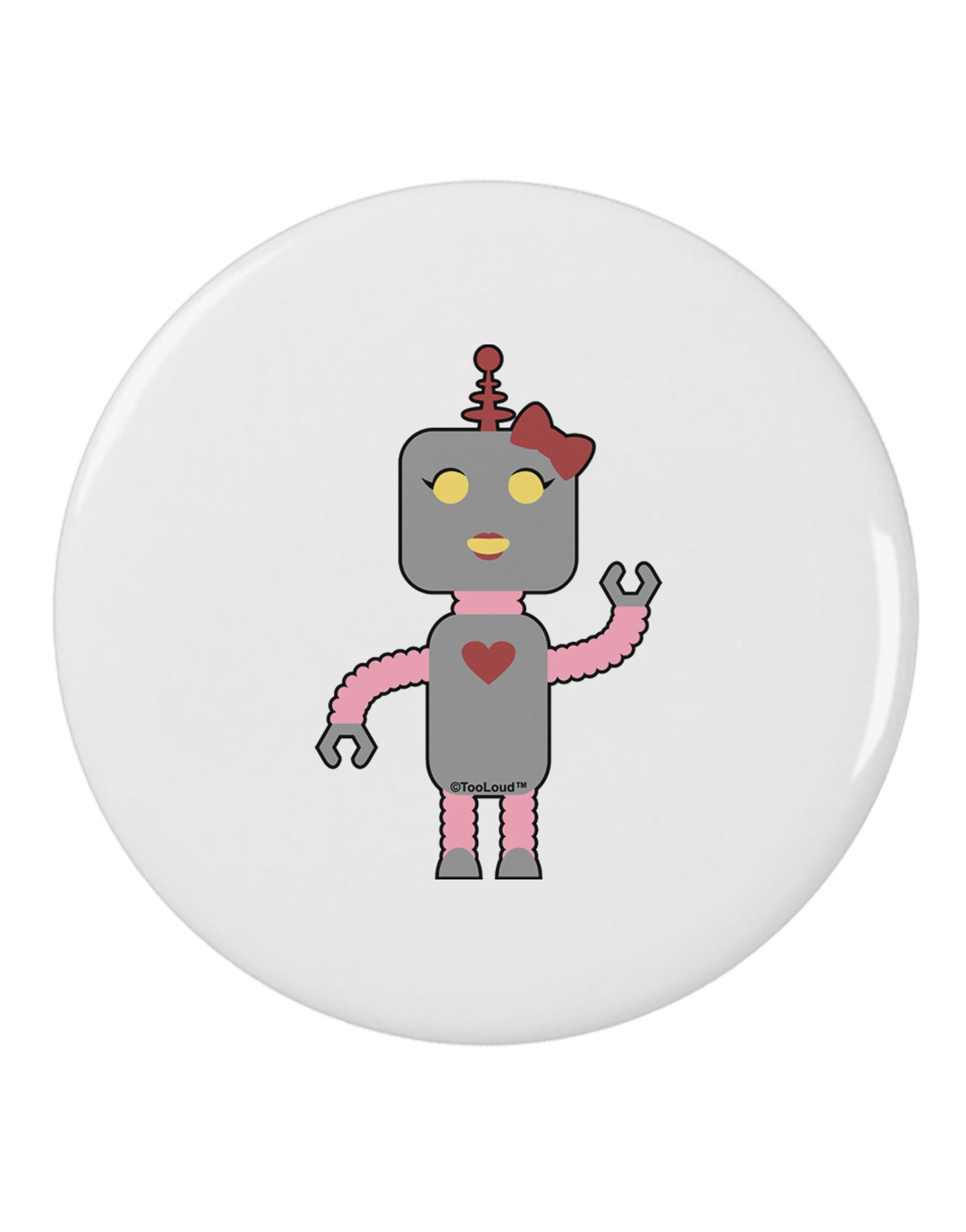 Cute Robot Female 2.25&#x22; Round Pin Button-Round Pin Button-TooLoud-White-2.25in-Davson Sales