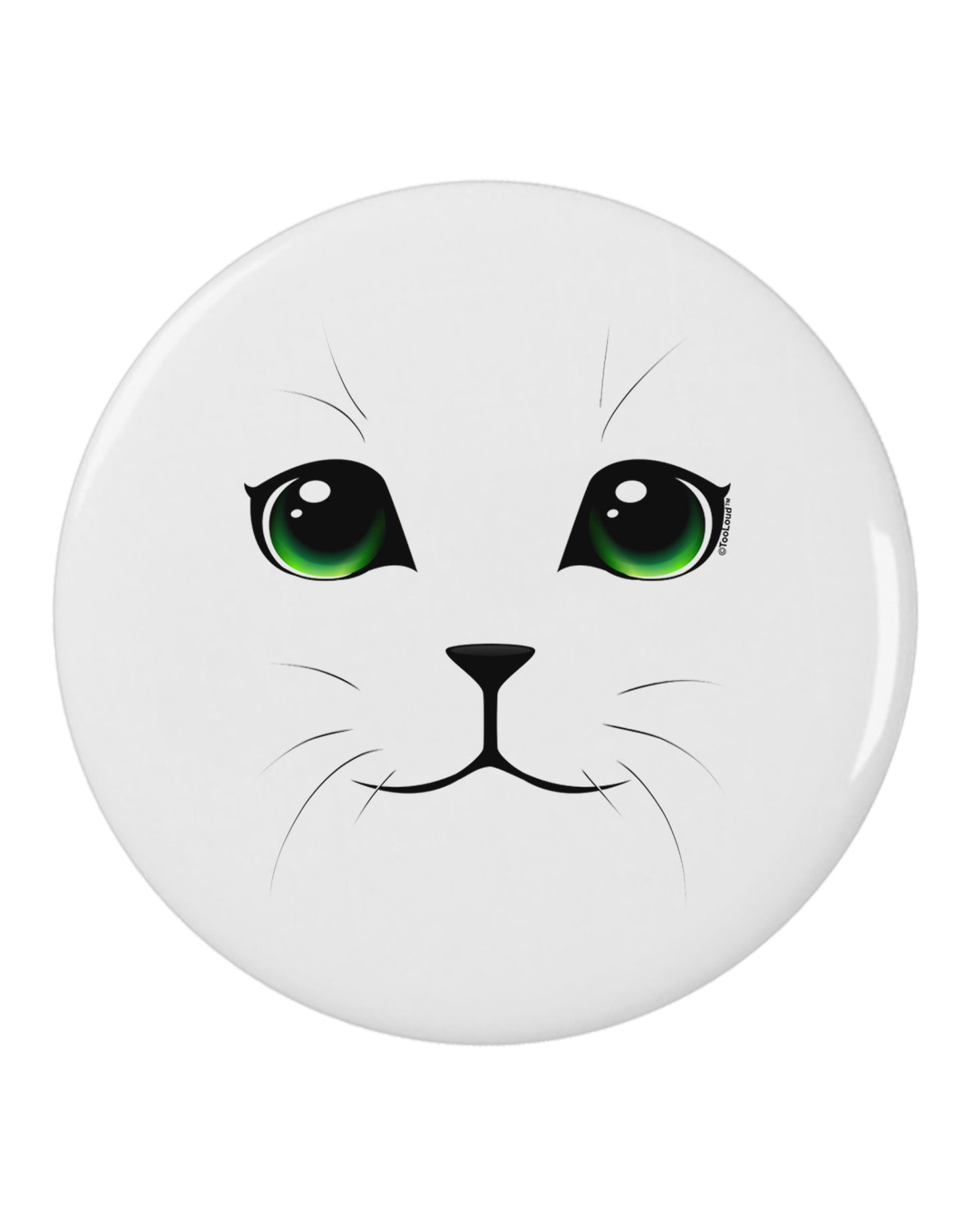 Green-Eyed Cute Cat Face 2.25&#x22; Round Pin Button-Round Pin Button-TooLoud-White-2.25in-Davson Sales