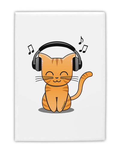 Cute Kitty With Headphones Fridge Magnet 2&#x22;x3-Fridge Magnet-TooLoud-White-Davson Sales