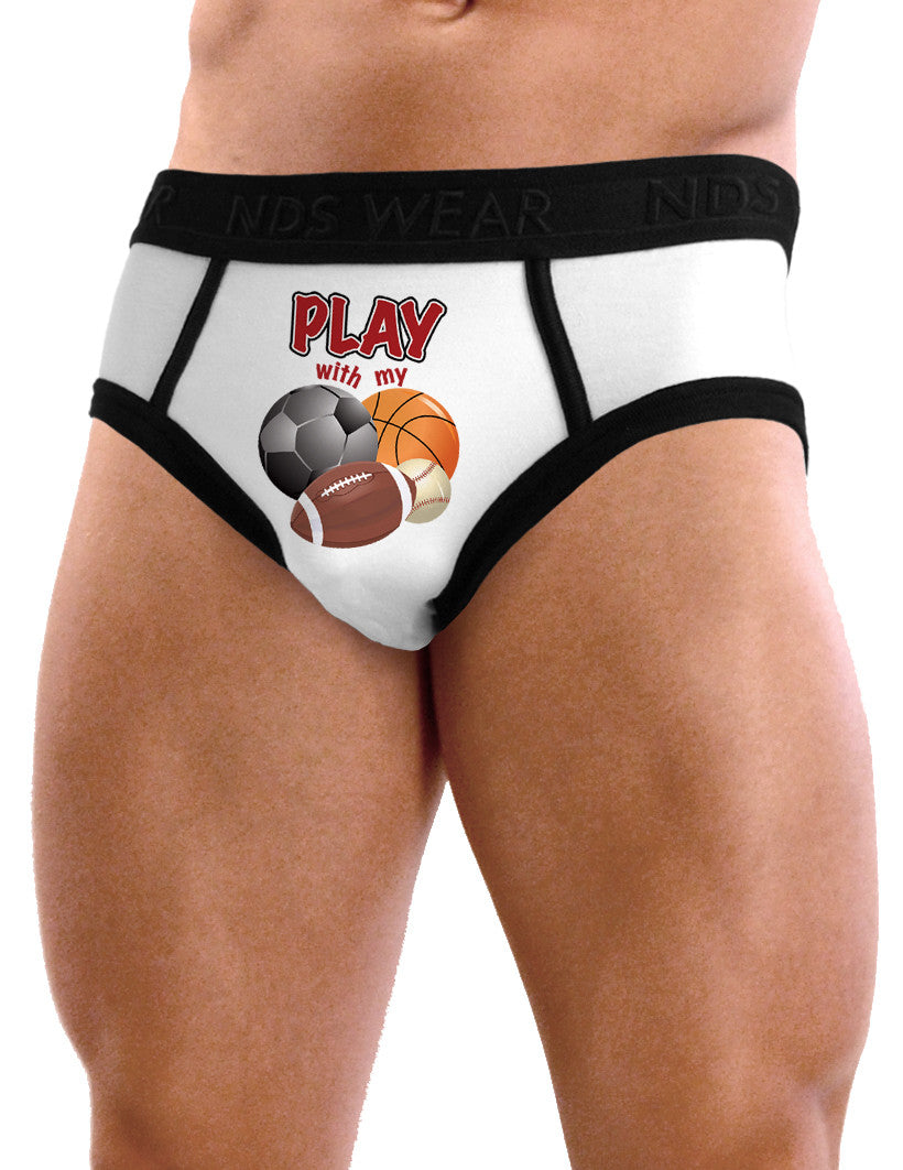 Play With My Balls - Mens Sexy Briefs Underwear - White and Black-Mens Briefs-TooLoud-White with Black-Small-Davson Sales