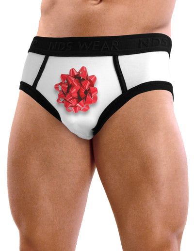 Red Present Bow - Mens Sexy Briefs Funny Underwear - White and Black-Mens Briefs-NDS Wear-White with Black-Small-Davson Sales