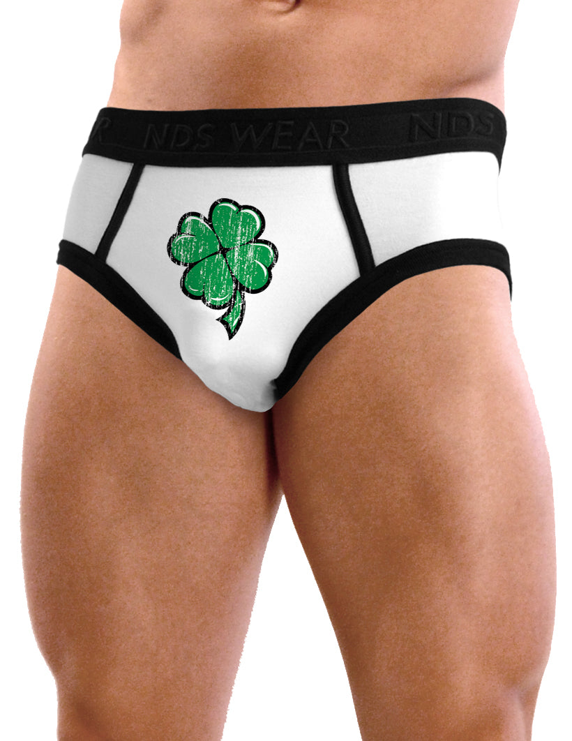 Cartoon Shamrock Clover - Mens St. Patrick's Day Pouch Briefs Underwear-Mens Briefs-TooLoud-Cartoon-Shamrock-Clover White-Small-Davson Sales