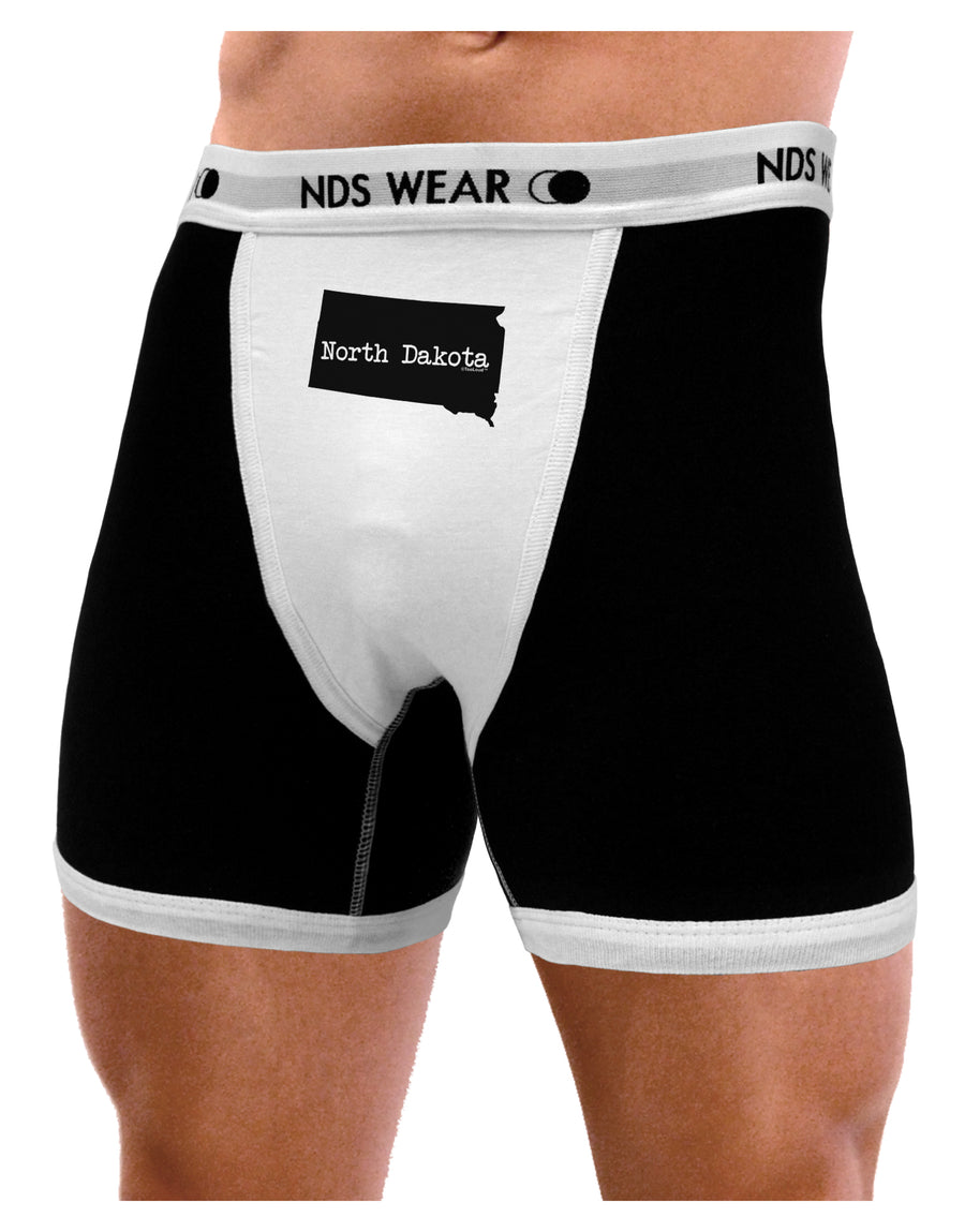 North Dakota - United States Shape Mens NDS Wear Boxer Brief Underwear by TooLoud-Boxer Briefs-NDS Wear-Black-with-White-Small-Davson Sales