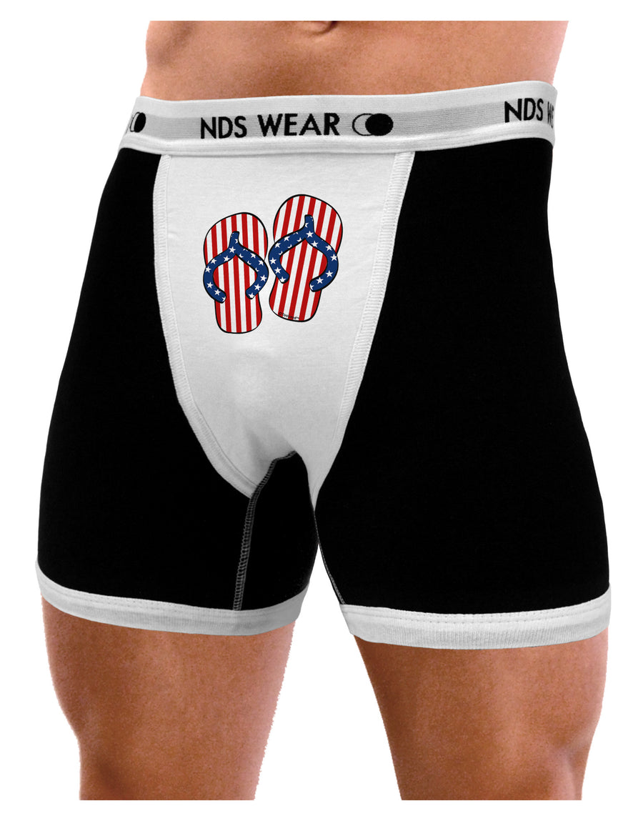 Stars and Stripes Flip Flops Mens NDS Wear Boxer Brief Underwear-Boxer Briefs-NDS Wear-Black-with-White-Small-Davson Sales