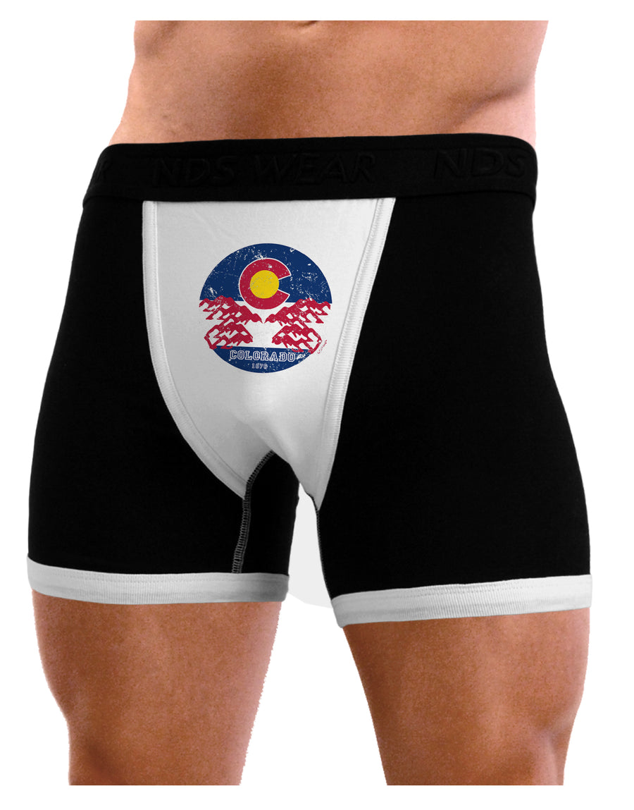 Grunge Colorado Emblem Flag Mens NDS Wear Boxer Brief Underwear-Boxer Briefs-NDS Wear-Black-with-White-Small-Davson Sales