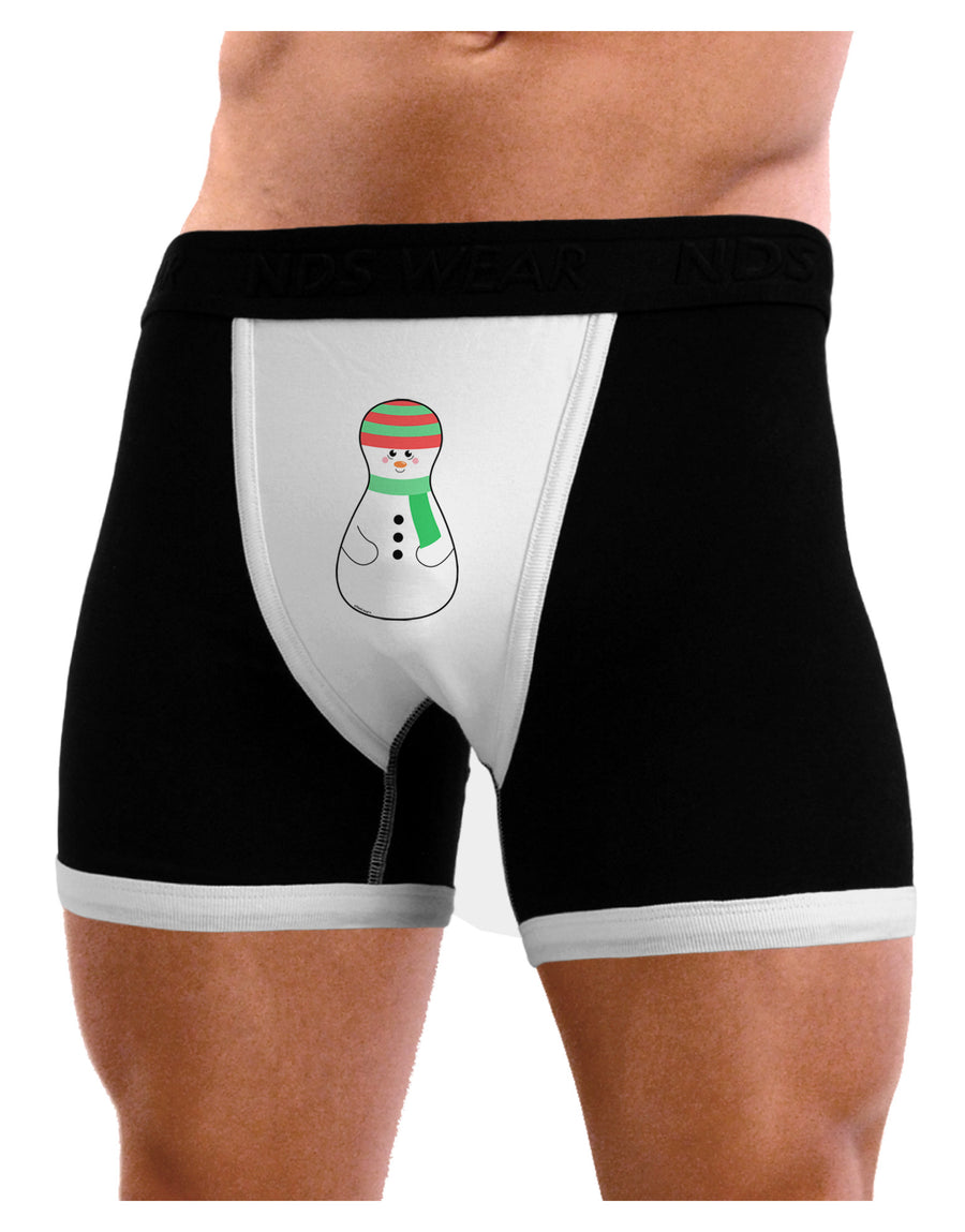 Cute Snowman Matryoshka Nesting Doll - Christmas Mens NDS Wear Boxer Brief Underwear-Boxer Briefs-NDS Wear-Black-with-White-Small-Davson Sales