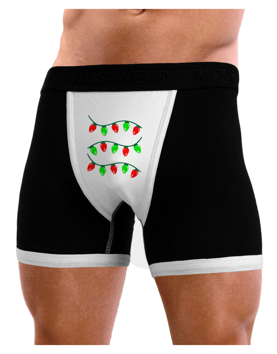 Christmas Lights Red and Green Mens NDS Wear Boxer Brief Underwear-Boxer Briefs-NDS Wear-Black-with-White-Small-Davson Sales