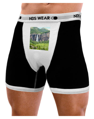 Beautiful Cliffs Nature Mens NDS Wear Boxer Brief Underwear by NDS Wear-Boxer Briefs-NDS Wear-Black-with-White-Small-Davson Sales