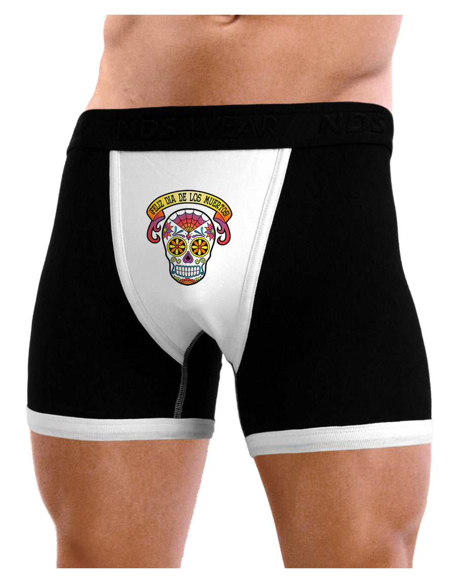 Feliz Dia de los Muertos Calavera Mens NDS Wear Boxer Brief Underwear-Boxer Briefs-NDS Wear-Black-with-White-Small-Davson Sales