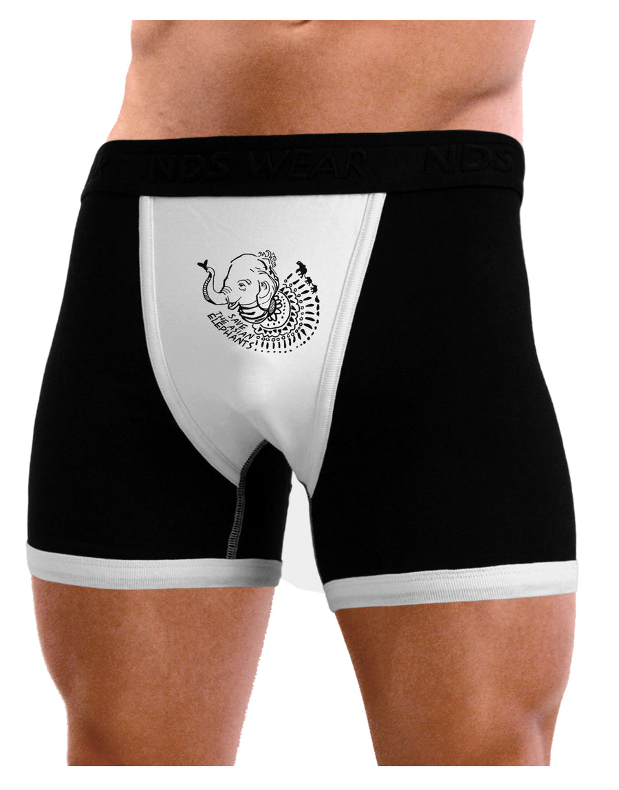 TooLoud Save the Asian Elephants Mens NDS Wear Boxer Brief Underwear-Boxer Briefs-NDS Wear-Black-with-White-Small-Davson Sales