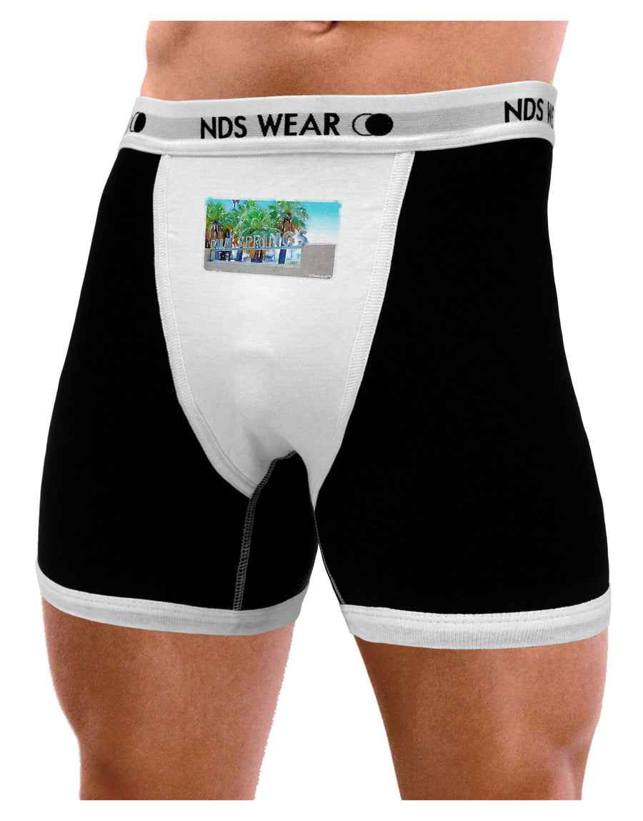 Palm Springs Watercolor Mens NDS Wear Boxer Brief Underwear-Boxer Briefs-NDS Wear-Black-with-White-Small-Davson Sales