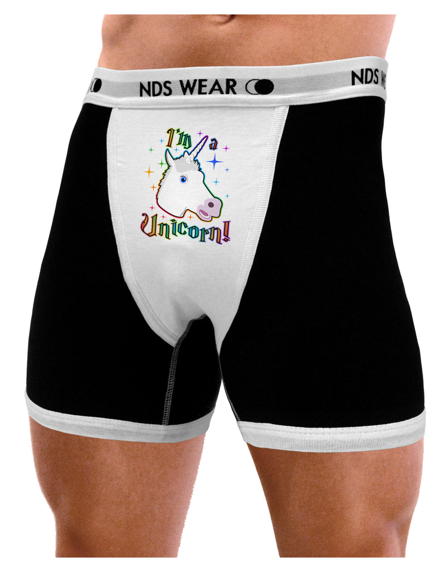 I'm a Unicorn Mens NDS Wear Boxer Brief Underwear-Boxer Briefs-NDS Wear-Black-with-White-Small-Davson Sales