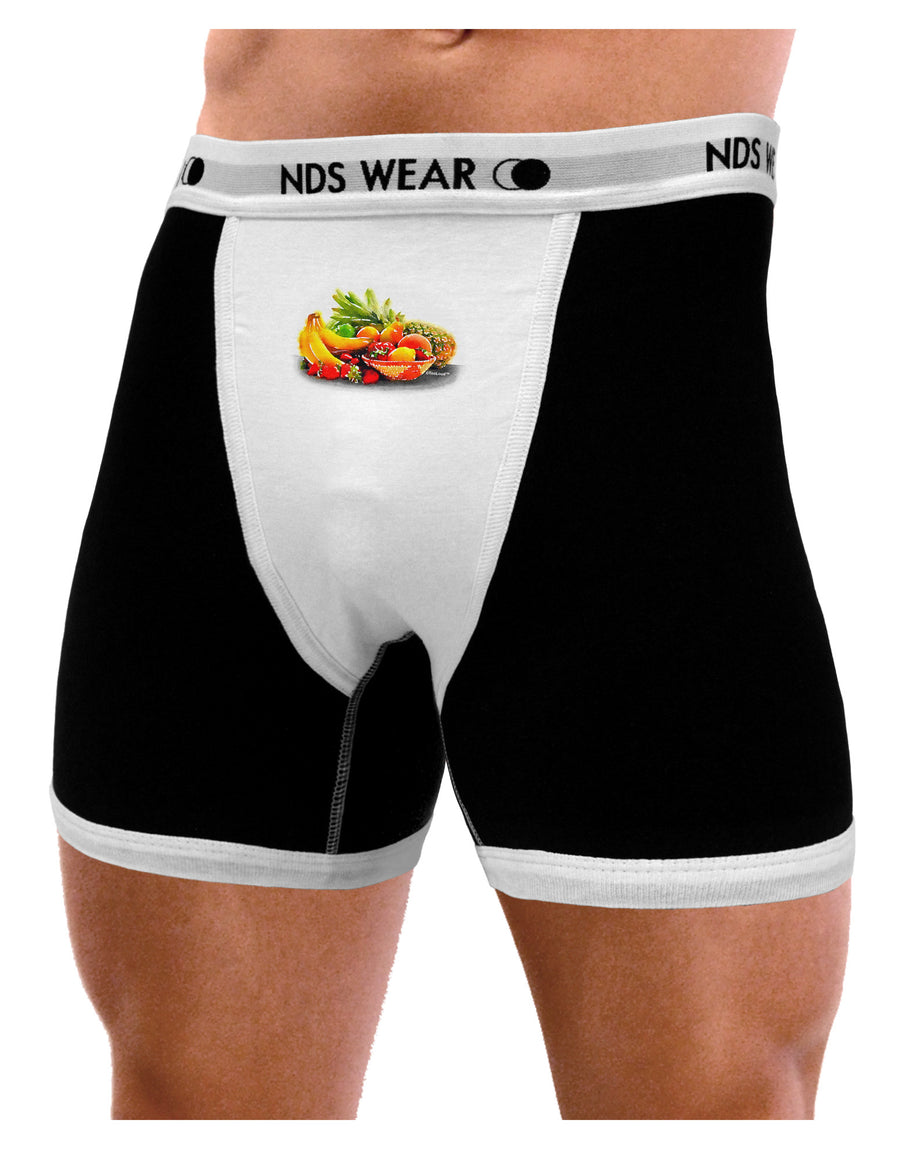 Watercolor Fruit Bowl 1 Mens NDS Wear Boxer Brief Underwear-Boxer Briefs-NDS Wear-Black-with-White-Small-Davson Sales