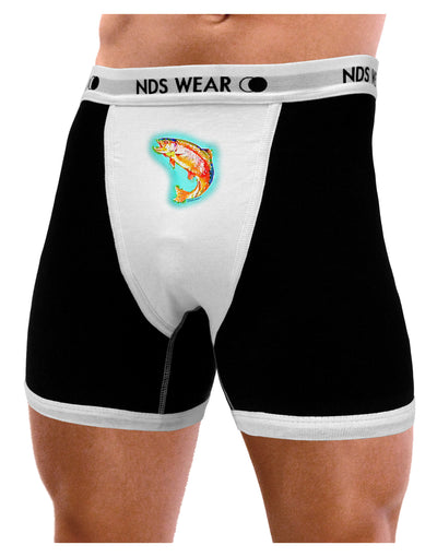 Rainbow Trout WaterColor Mens NDS Wear Boxer Brief Underwear-Boxer Briefs-NDS Wear-Black-with-White-Small-Davson Sales