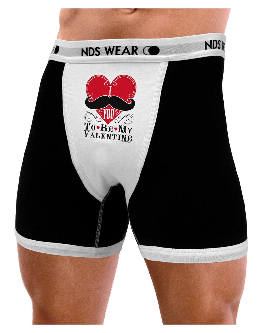 I Mustache You To Be My Valentine Mens NDS Wear Boxer Brief Underwear-Boxer Briefs-NDS Wear-Black-with-White-Small-Davson Sales