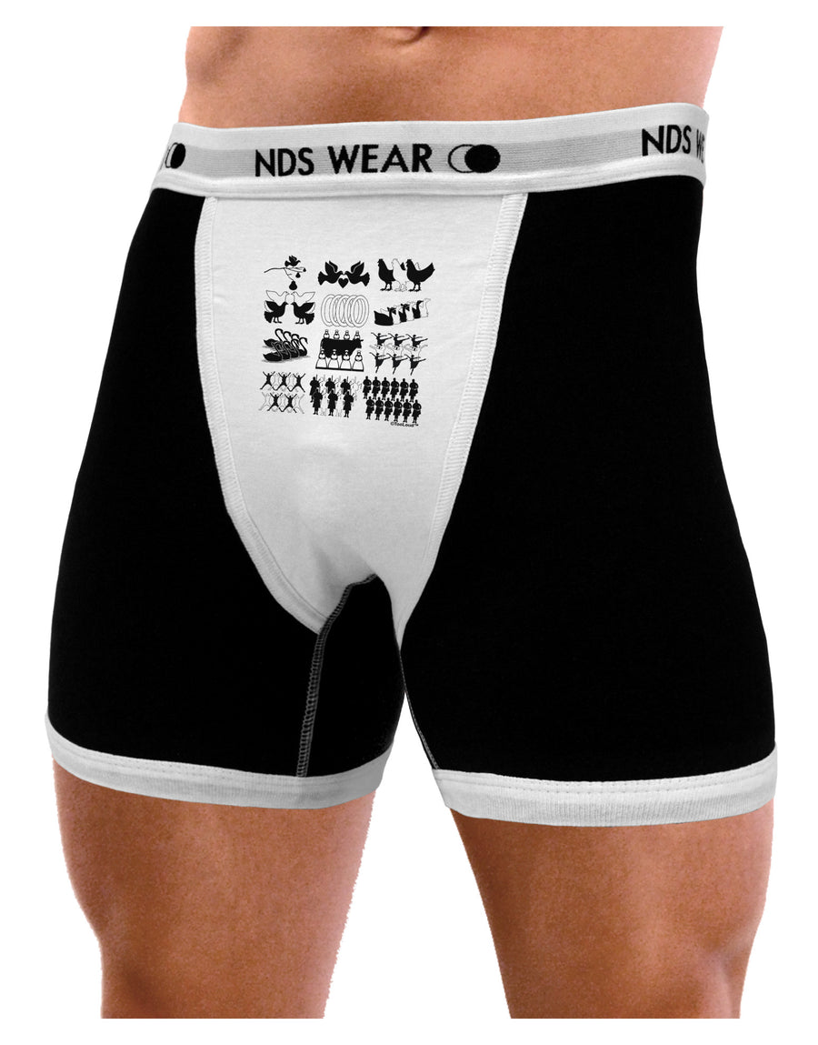 Twelve Days of Christmas Mens NDS Wear Boxer Brief Underwear-Boxer Briefs-NDS Wear-Black-with-White-Small-Davson Sales