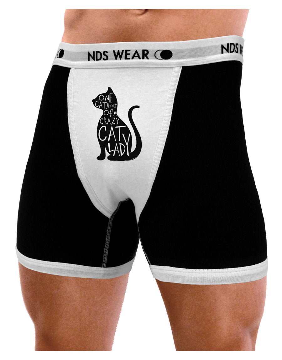 One Cat Short Of A Crazy Cat Lady Mens NDS Wear Boxer Brief Underwear-Boxer Briefs-NDS Wear-Black-with-White-Small-Davson Sales