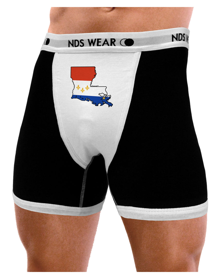 New Orleans Louisiana Flag Mens NDS Wear Boxer Brief Underwear-Boxer Briefs-NDS Wear-Black-with-White-Small-Davson Sales