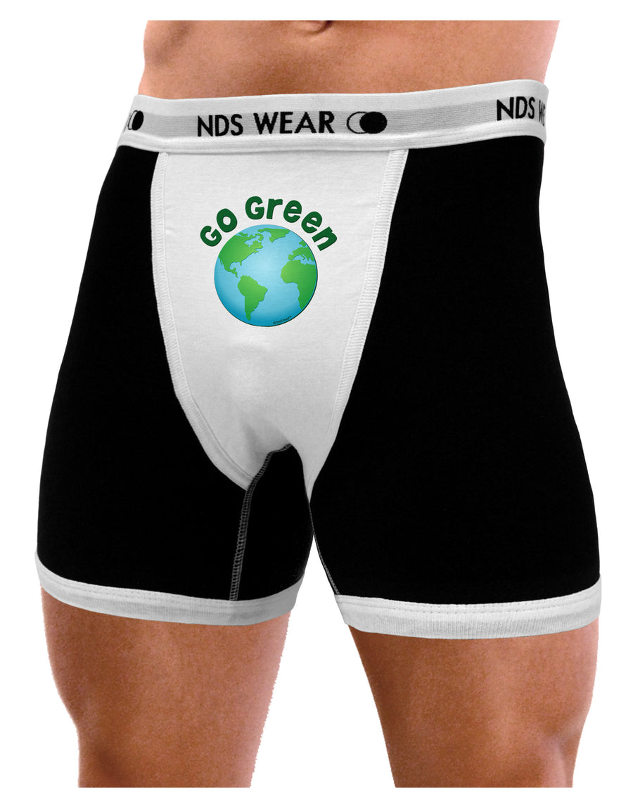 Go Green - Planet Earth Mens NDS Wear Boxer Brief Underwear-Boxer Briefs-NDS Wear-Black-with-White-Small-Davson Sales