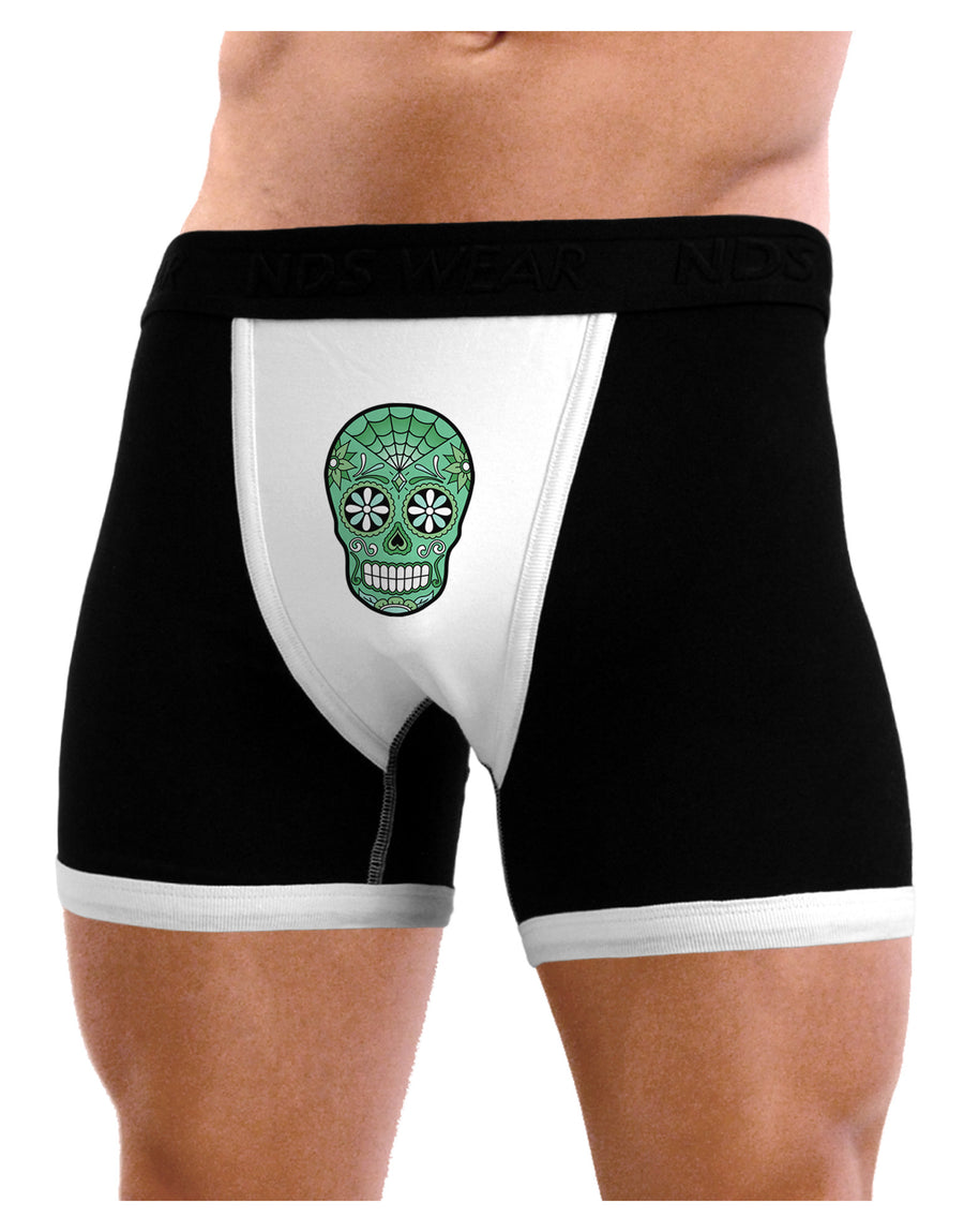 Version 5 Green Day of the Dead Calavera Mens NDS Wear Boxer Brief Underwear-Boxer Briefs-NDS Wear-Black-with-White-Small-Davson Sales