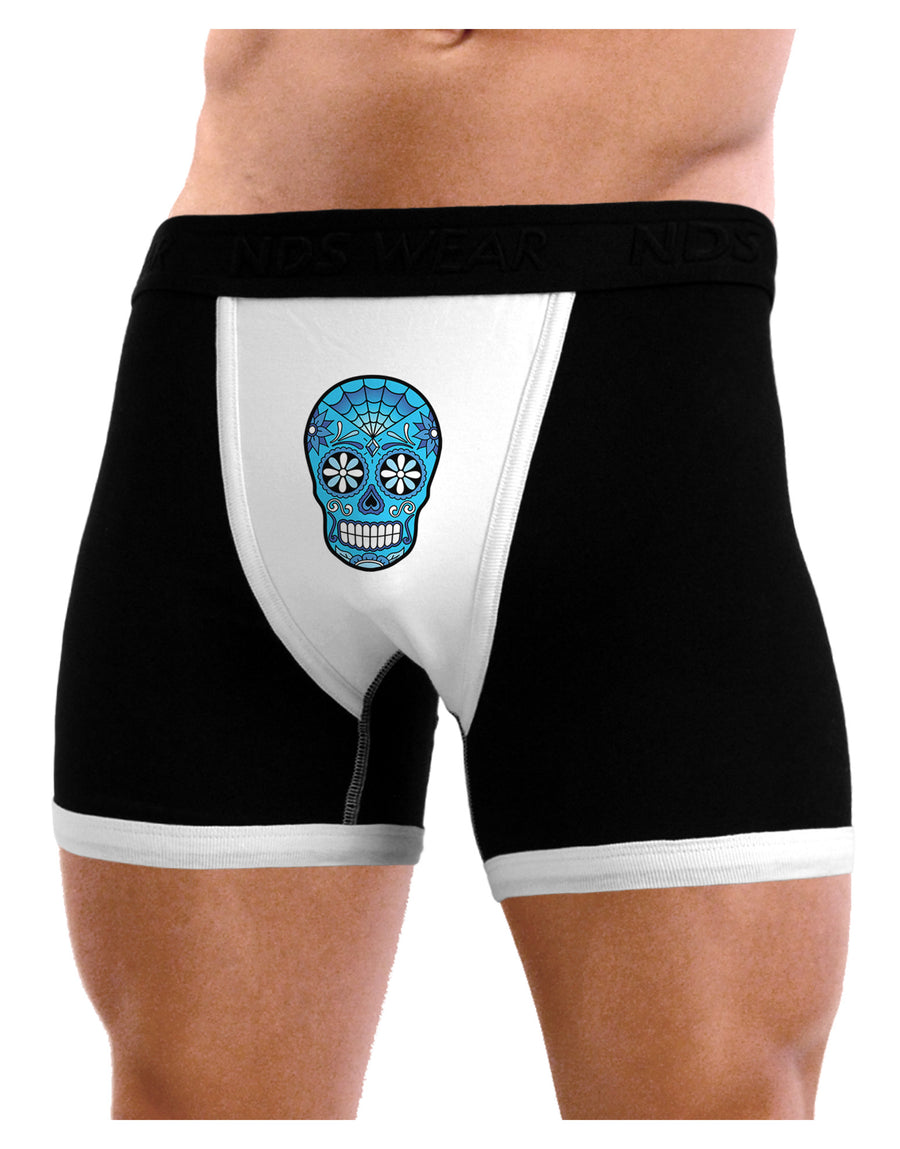 Version 3 Blue Day of the Dead Calavera Mens NDS Wear Boxer Brief Underwear-Boxer Briefs-NDS Wear-Black-with-White-Small-Davson Sales