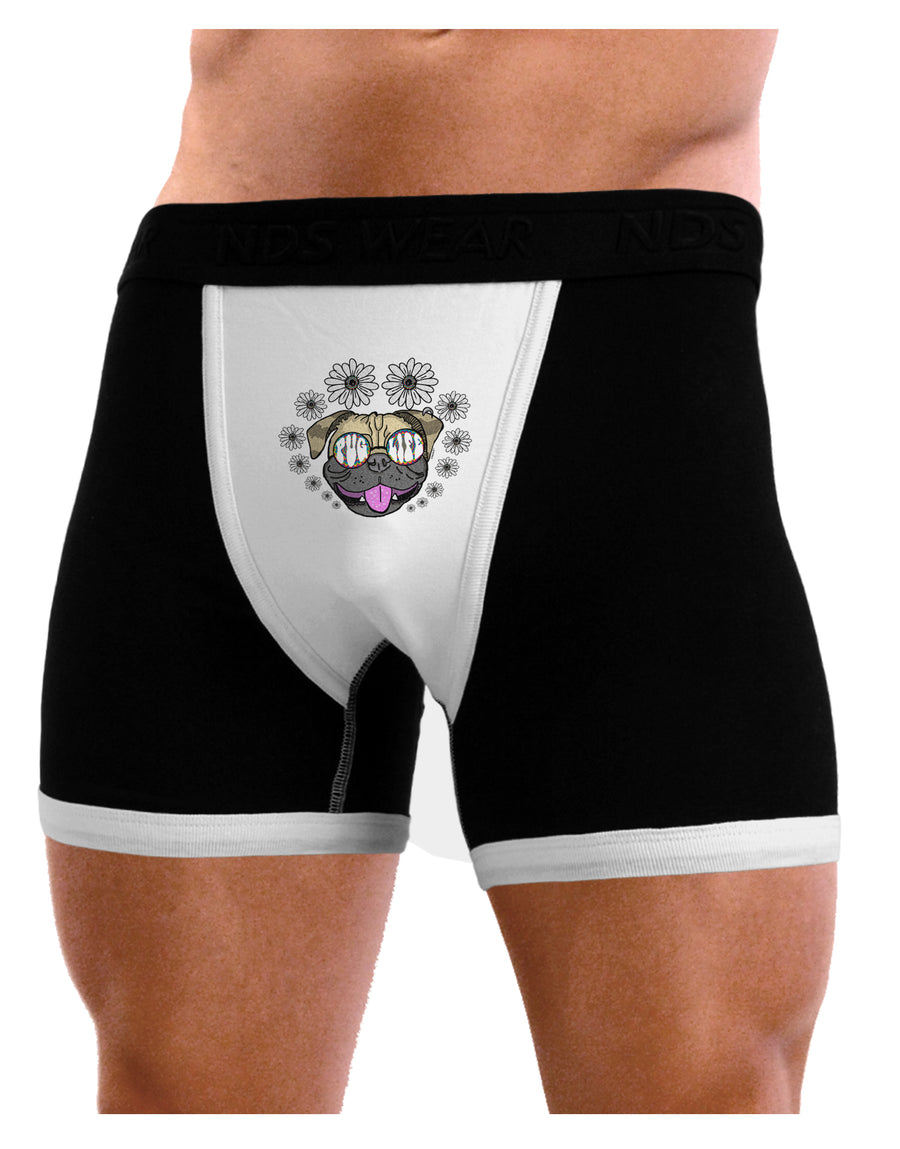 TooLoud Pug Life Hippy Mens NDS Wear Boxer Brief Underwear-Boxer Briefs-NDS Wear-Black-with-White-Small-Davson Sales