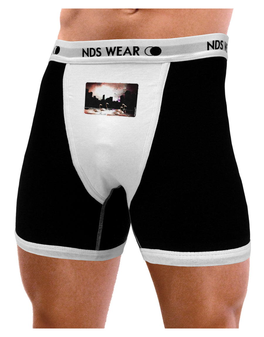 Nighttime Flamingos Mens NDS Wear Boxer Brief Underwear-Boxer Briefs-NDS Wear-Black-with-White-Small-Davson Sales