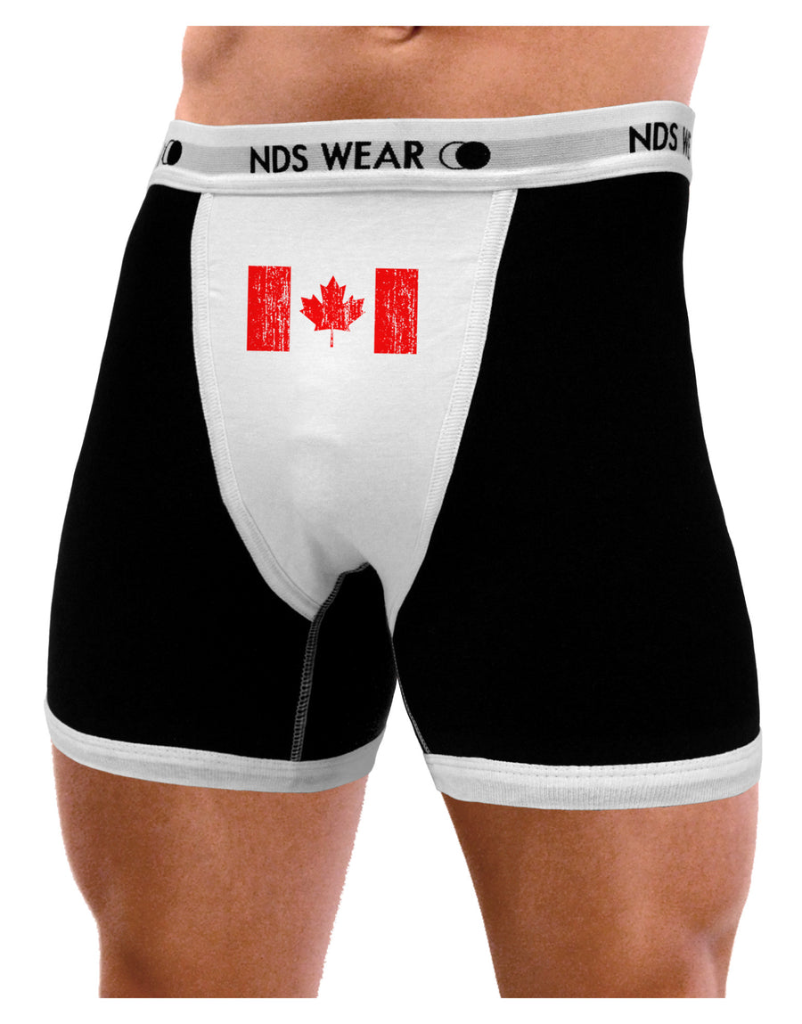 Distressed Canadian Flag Maple Leaf Mens NDS Wear Boxer Brief Underwear-Boxer Briefs-NDS Wear-Black-with-White-Small-Davson Sales