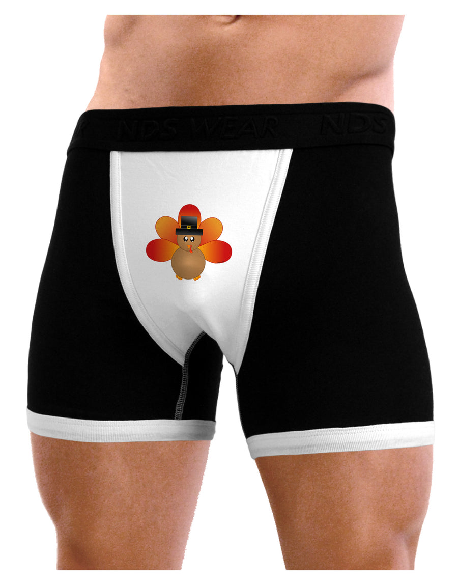 Cute Pilgrim Turkey Thanksgiving Mens NDS Wear Boxer Brief Underwear-Boxer Briefs-NDS Wear-Black-with-White-Small-Davson Sales