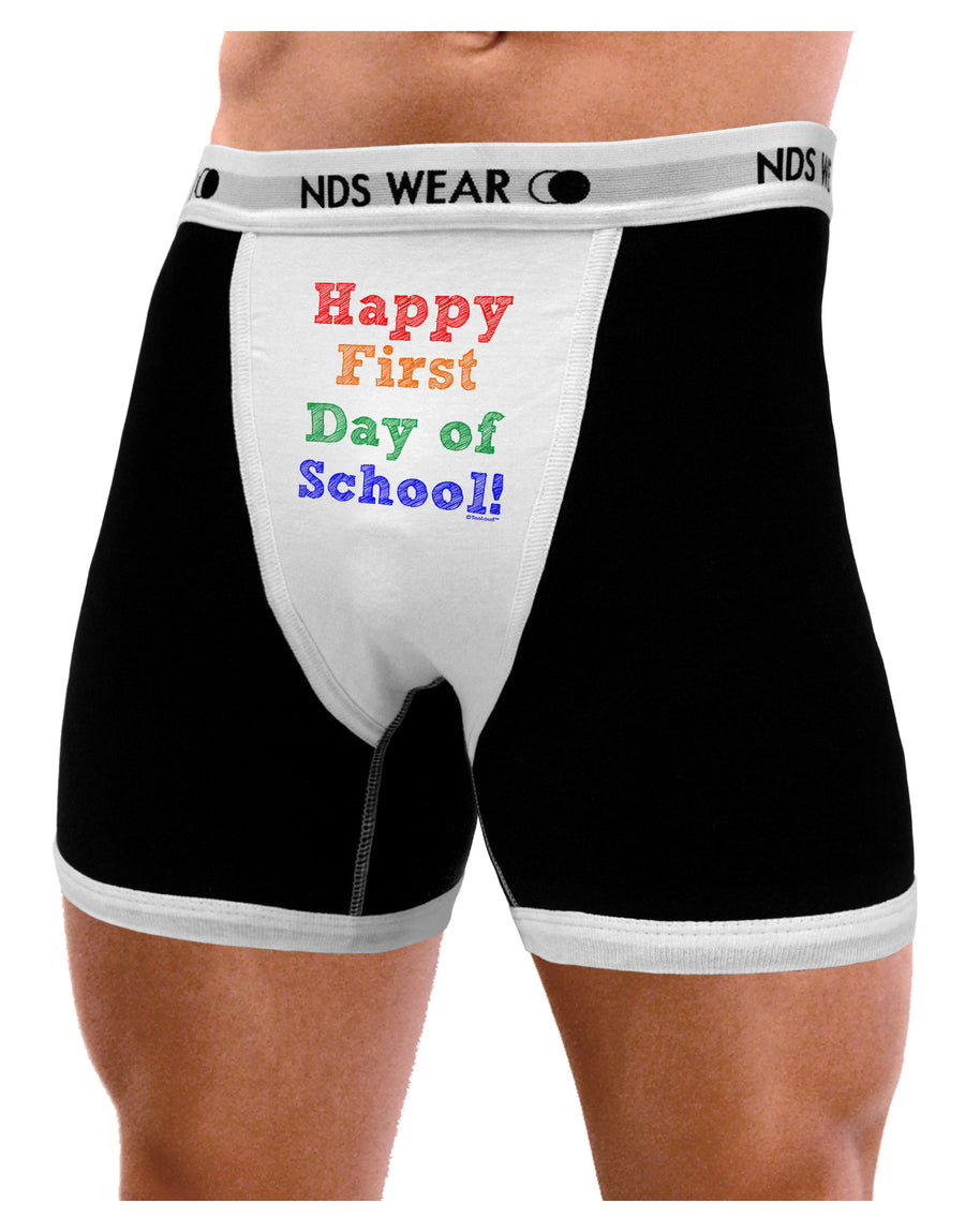 Happy First Day of School Mens NDS Wear Boxer Brief Underwear-Boxer Briefs-NDS Wear-Black-with-White-Small-Davson Sales