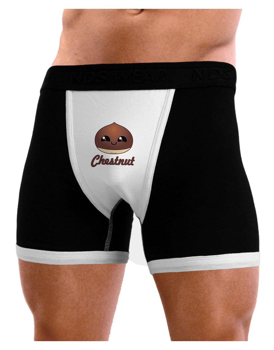 Cute Chestnut Design - Christmas Text Mens NDS Wear Boxer Brief Underwear-Boxer Briefs-NDS Wear-Black-with-White-Small-Davson Sales