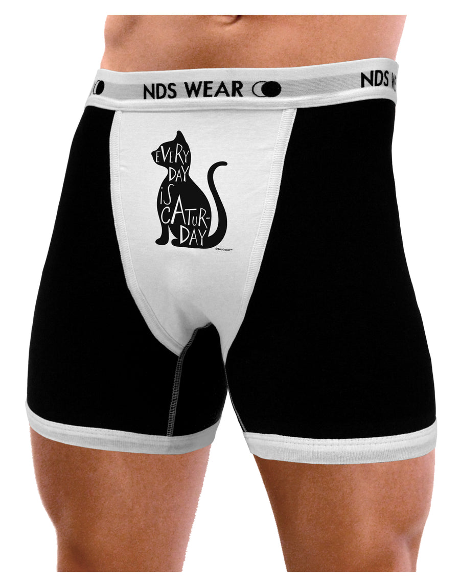 Every Day Is Caturday Cat Silhouette Mens NDS Wear Boxer Brief Underwear by TooLoud-Boxer Briefs-NDS Wear-Black-with-White-Small-Davson Sales