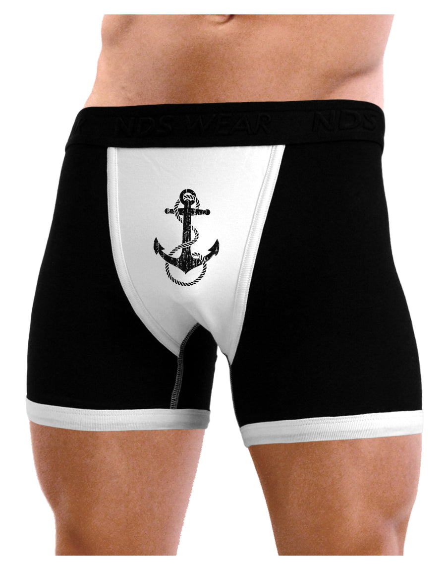 Distressed Nautical Sailor Rope Anchor Mens NDS Wear Boxer Brief Underwear-Boxer Briefs-NDS Wear-Black-with-White-Small-Davson Sales