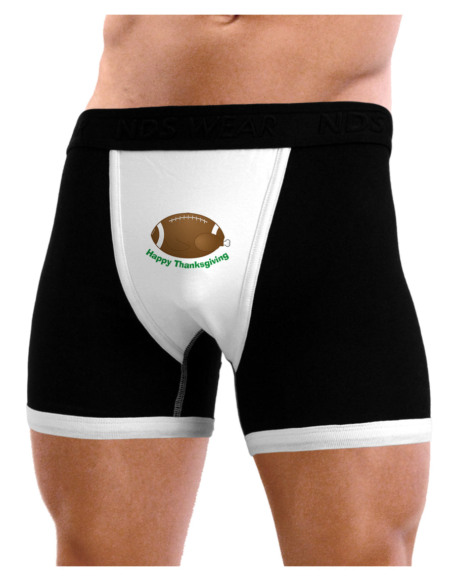 Football Turkey Happy Thanksgiving Mens NDS Wear Boxer Brief Underwear-Boxer Briefs-NDS Wear-Black-with-White-Small-Davson Sales