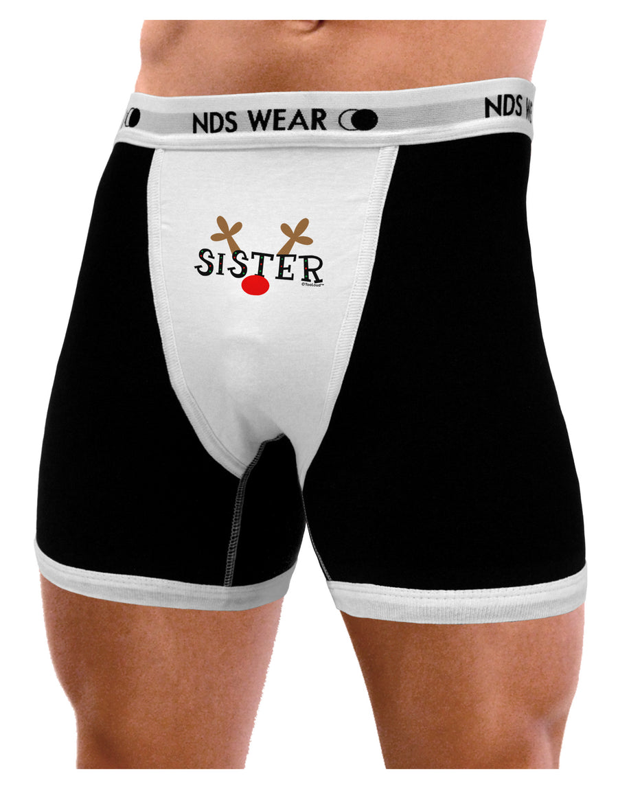 Matching Family Christmas Design - Reindeer - Sister Mens NDS Wear Boxer Brief Underwear by TooLoud-Boxer Briefs-NDS Wear-Black-with-White-Small-Davson Sales