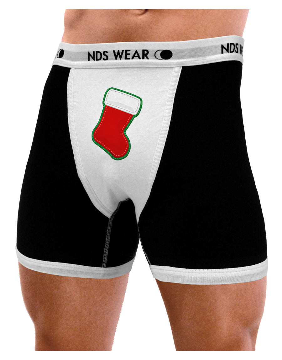 Cute Faux Applique Christmas Stocking Mens NDS Wear Boxer Brief Underwear-Boxer Briefs-NDS Wear-Black-with-White-Small-Davson Sales