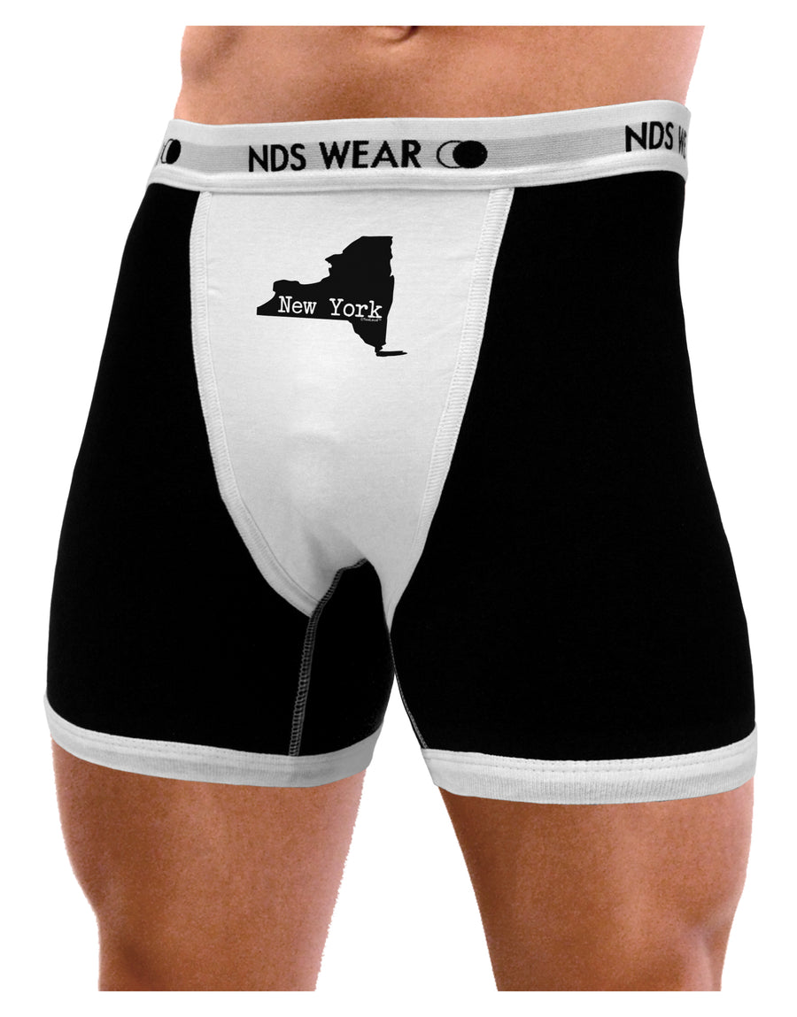 New York - United States Shape Mens NDS Wear Boxer Brief Underwear by TooLoud-Boxer Briefs-NDS Wear-Black-with-White-Small-Davson Sales