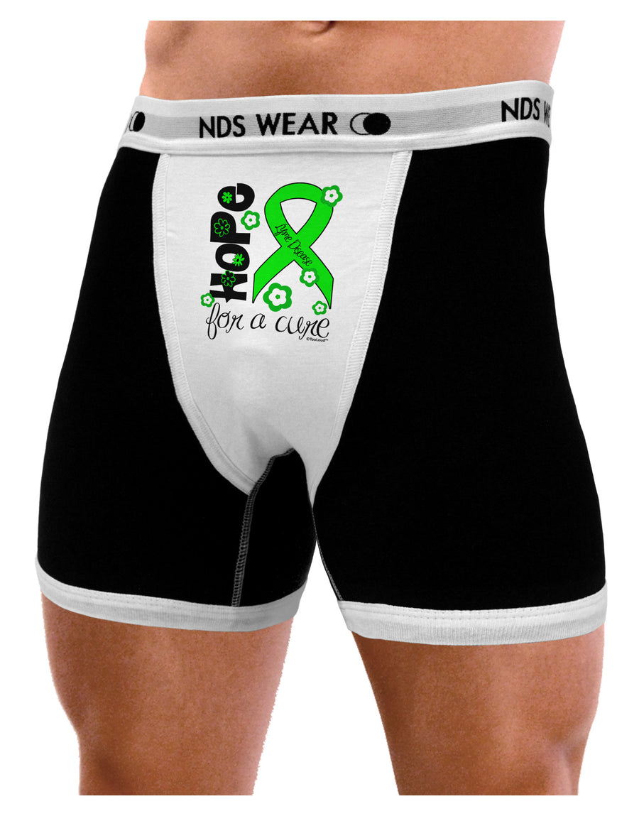 Hope for a Cure - Lime Green Ribbon Lyme Disease - Flowers Mens NDS Wear Boxer Brief Underwear-Boxer Briefs-NDS Wear-Black-with-White-Small-Davson Sales