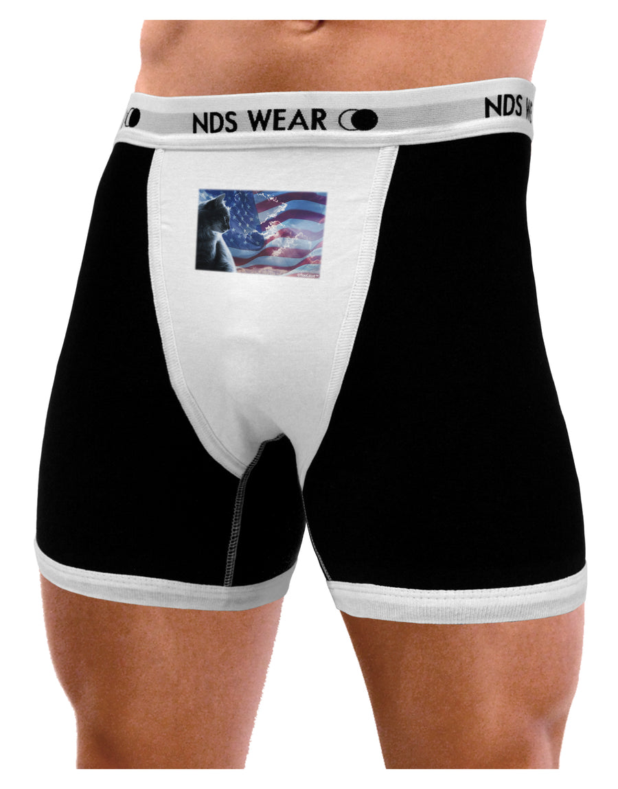 All American Cat Mens NDS Wear Boxer Brief Underwear by TooLoud-Boxer Briefs-NDS Wear-Black-with-White-Small-Davson Sales