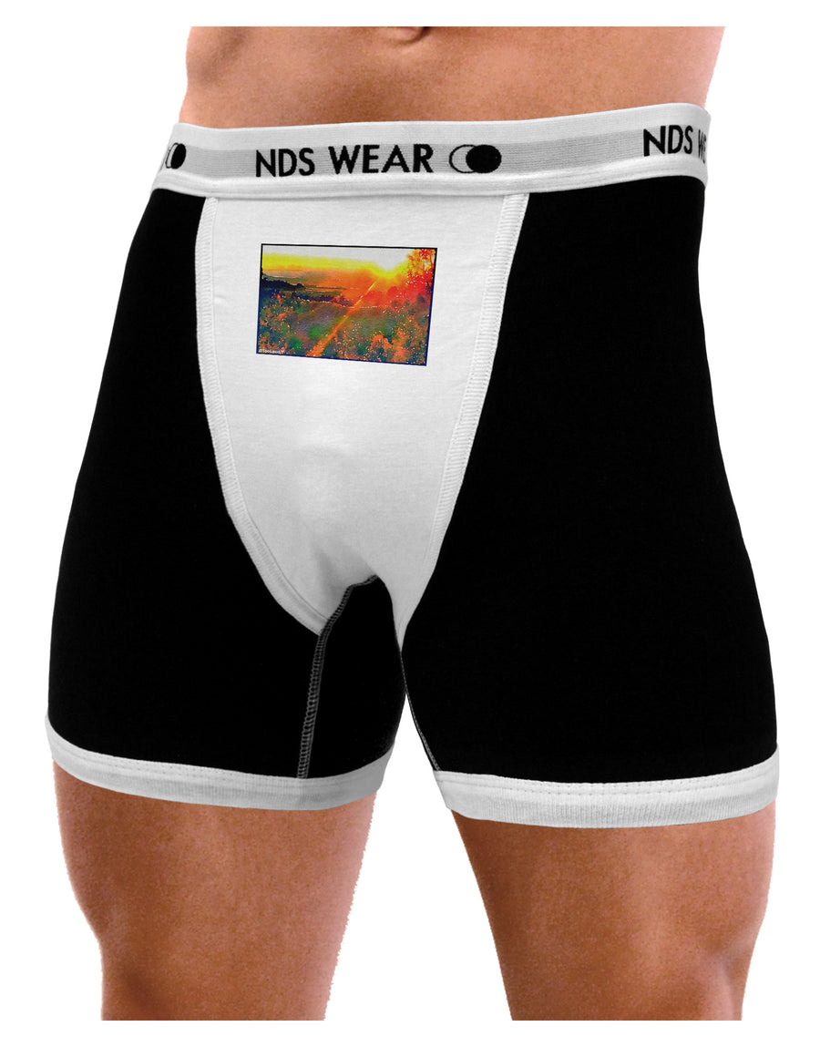 Colorado Sunset Watercolor Mens NDS Wear Boxer Brief Underwear-Boxer Briefs-NDS Wear-Black-with-White-Small-Davson Sales