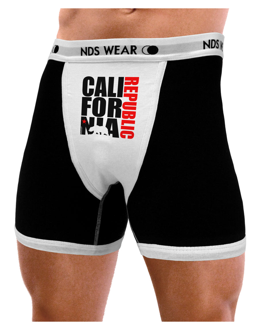 California Republic Design - California Red Star and Bear Mens NDS Wear Boxer Brief Underwear by TooLoud-Boxer Briefs-NDS Wear-Black-with-White-Small-Davson Sales