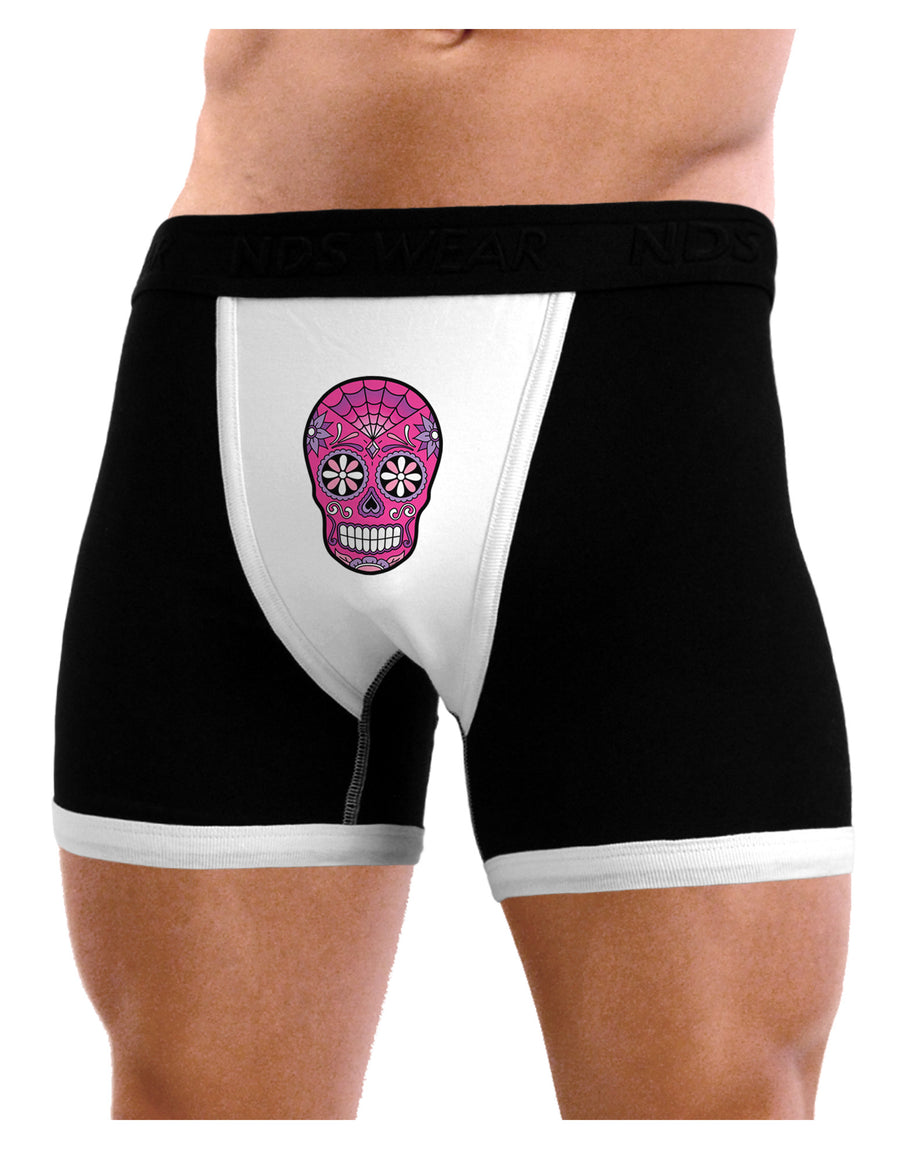 Version 4 Pink Day of the Dead Calavera Mens NDS Wear Boxer Brief Underwear-Boxer Briefs-NDS Wear-Black-with-White-Small-Davson Sales