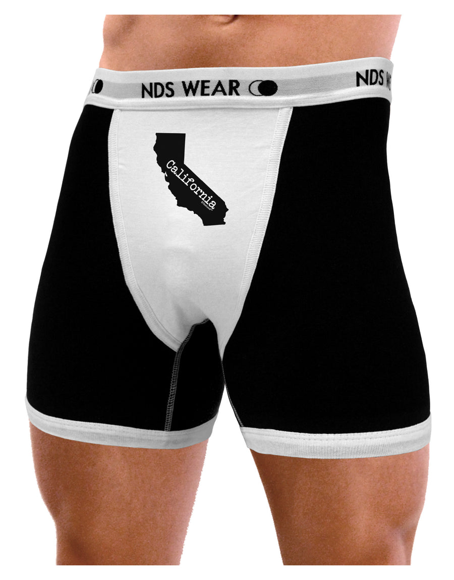 California - United States Shape Mens NDS Wear Boxer Brief Underwear by TooLoud-Boxer Briefs-NDS Wear-Black-with-White-Small-Davson Sales