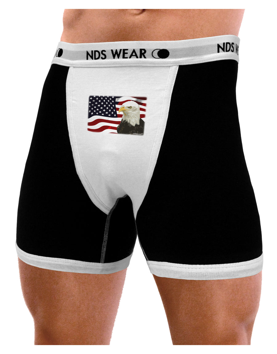 Patriotic USA Flag with Bald Eagle Mens NDS Wear Boxer Brief Underwear by TooLoud-Boxer Briefs-NDS Wear-Black-with-White-Small-Davson Sales
