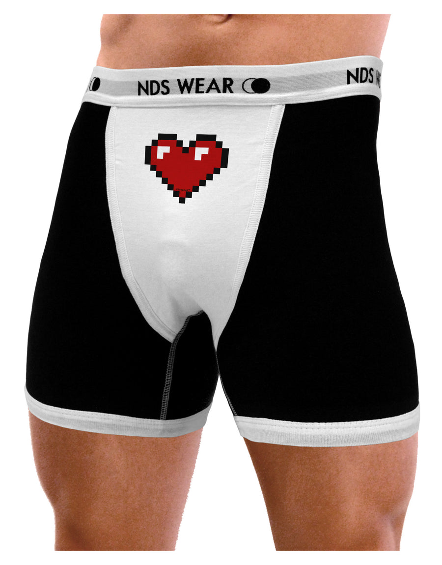 Pixel Heart Design 1 - Valentine's Day Mens NDS Wear Boxer Brief Underwear-Boxer Briefs-NDS Wear-Black-with-White-Small-Davson Sales