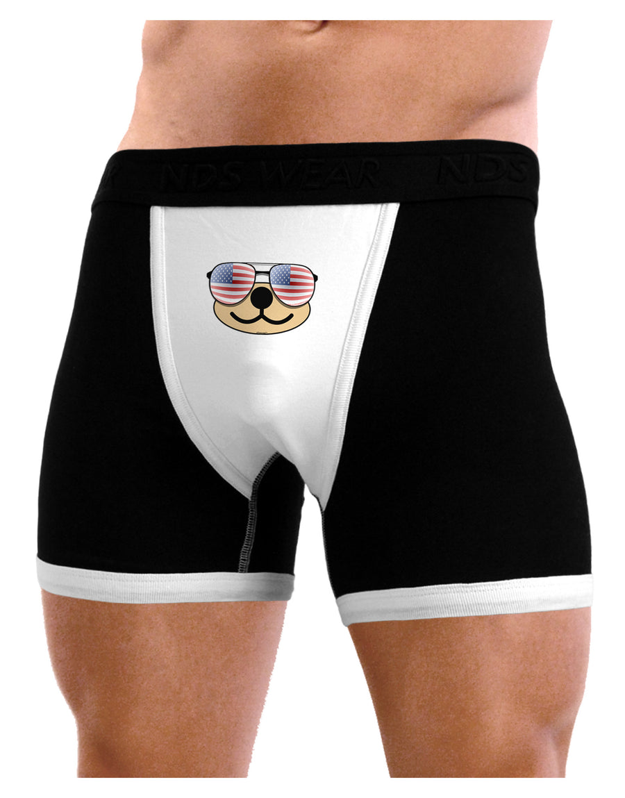 Kyu-T Face - Beartholomew Patriotic Sunglasses Mens NDS Wear Boxer Brief Underwear-Boxer Briefs-NDS Wear-Black-with-White-Small-Davson Sales