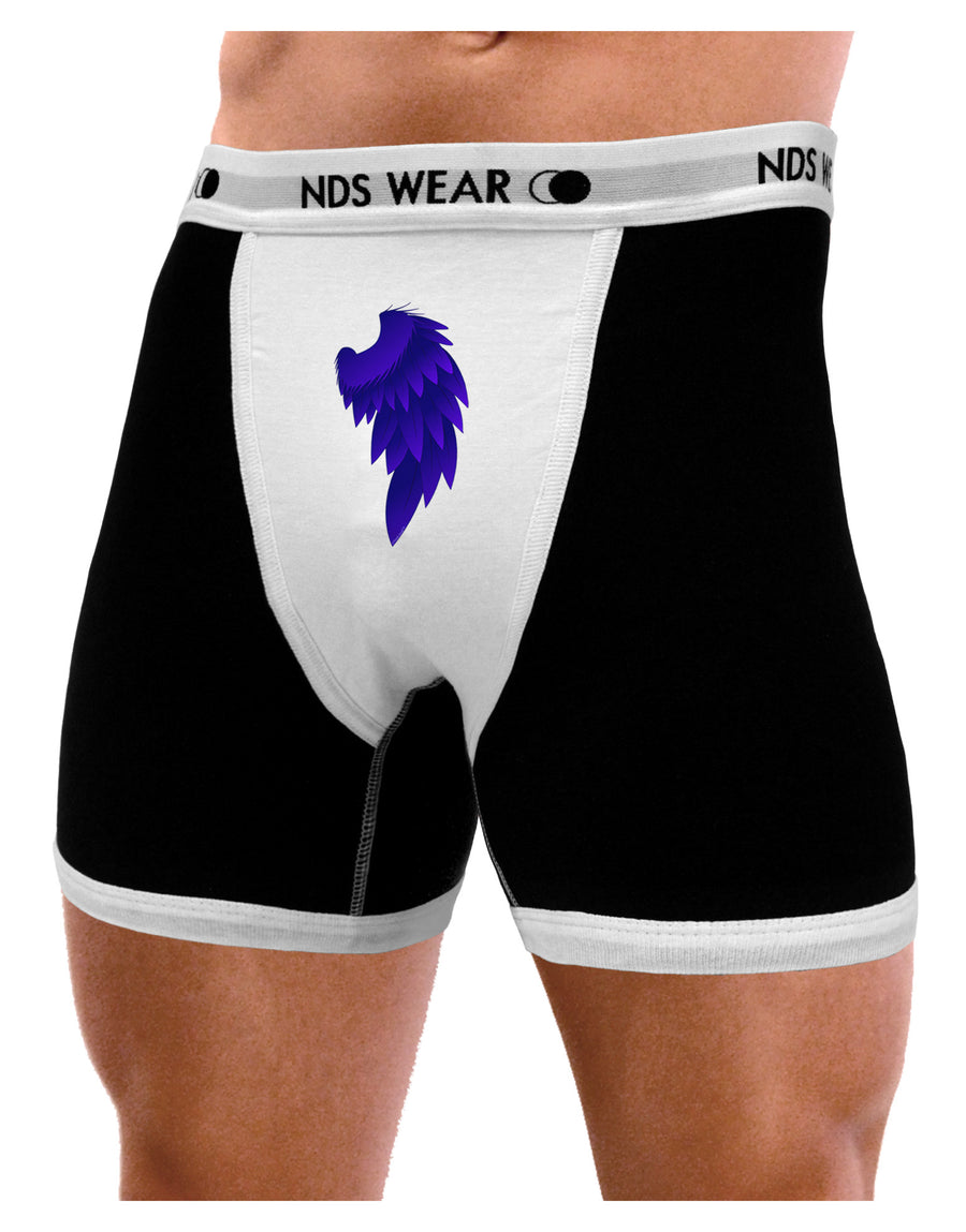 Single Right Dark Angel Wing Design - Couples Mens NDS Wear Boxer Brief Underwear-Boxer Briefs-NDS Wear-Black-with-White-Small-Davson Sales